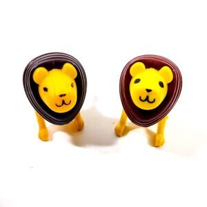 VINTAGE Fisher Price Circus Train Lion Lot of 2 Yellow Zoo Animal Toy Figures